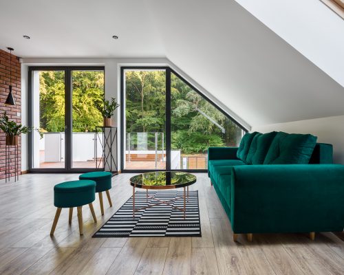 Schüco was 80 sc windows in a shaped design contemporary lounge