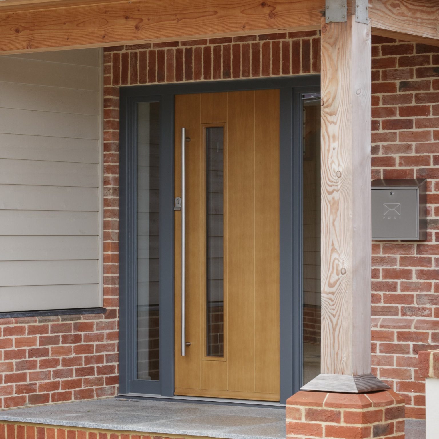 timber front doors in a modern style