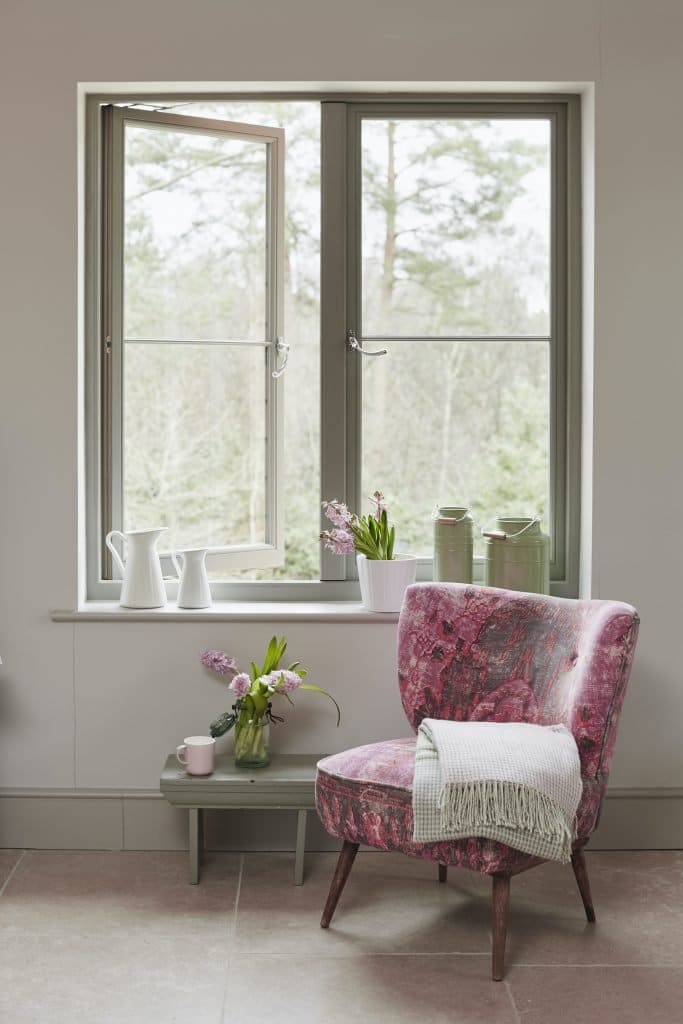 grey open timber casement windows