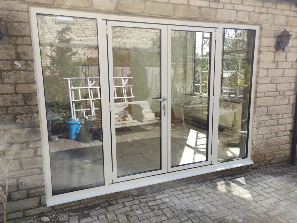 white aluminium French doors in Kings Cliffe Northamptonshire home