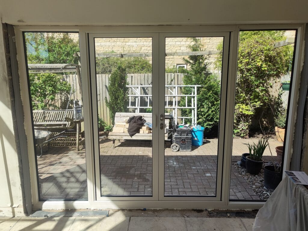 white aluminium French doors in Kings Cliffe house extension