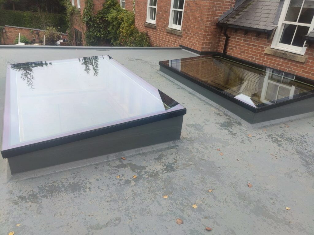 frameless rooflights on a flat roof extension