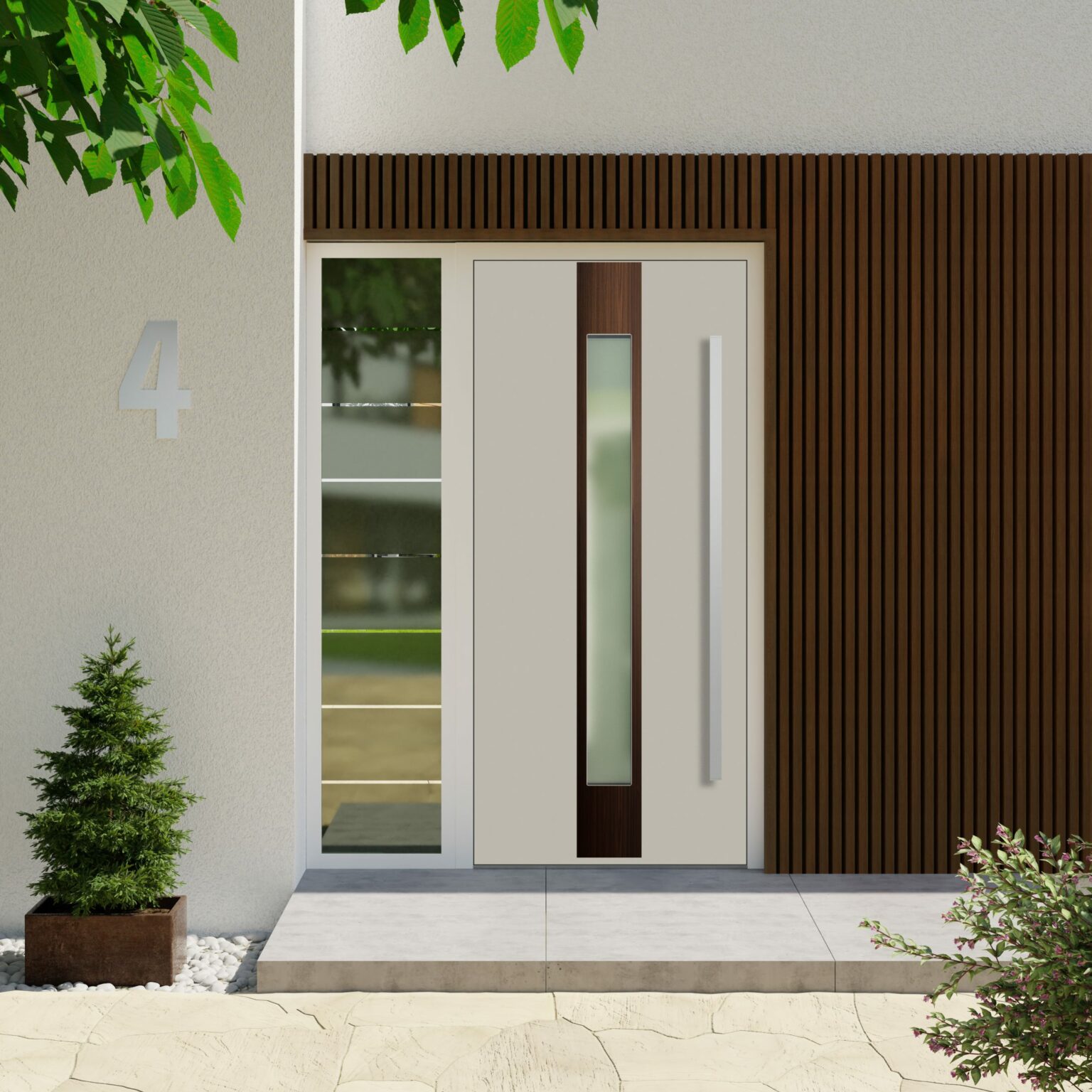 aluminium gerda door in a porch with timber feature surround