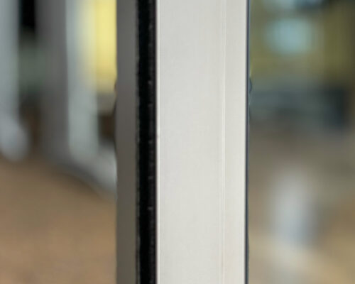 image of sliding door interlock with flush stacking design. 